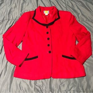 Vintage Pendleton Coat Women's Size 12 100% Wool Red Black Accents Made In USA